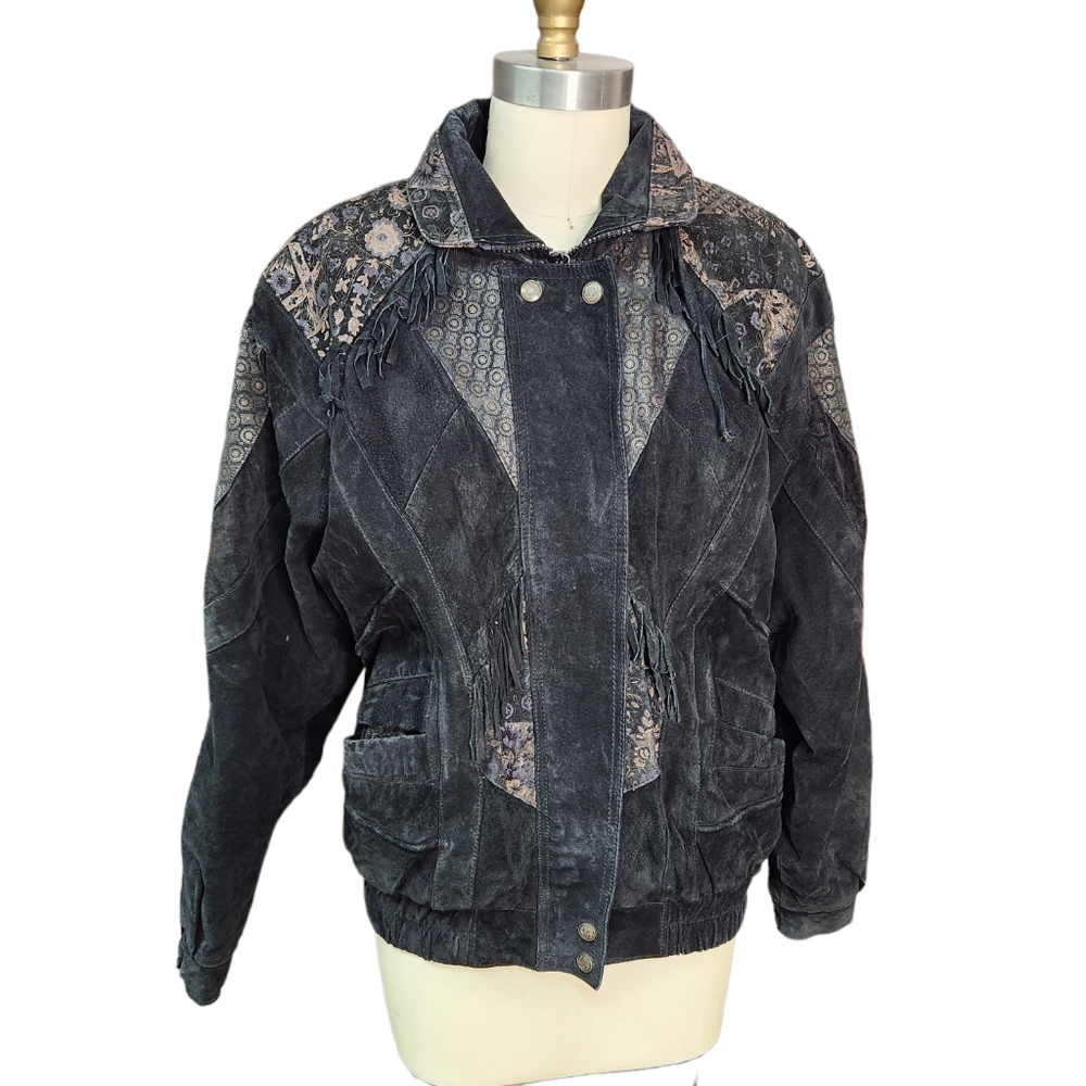 G III leather vintage jacket with fringe